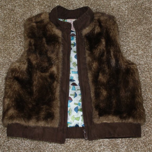 Gymboree Hide and & Seek Vintage 2003 Faux Fur Vest Brown Girls Size 4 RARE - Picture 4 of 4